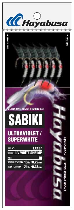 Hayabusa EX127 Sabiki - UV White Shrimp