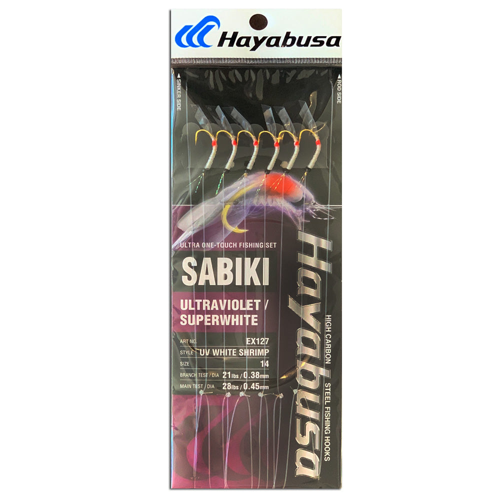 Hayabusa EX127 Sabiki - UV White Shrimp