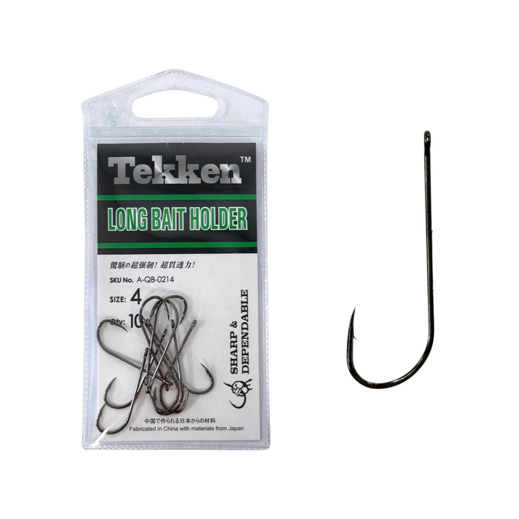 Tekken Size 4 Long Bait Holder Hooks - 10 Pack