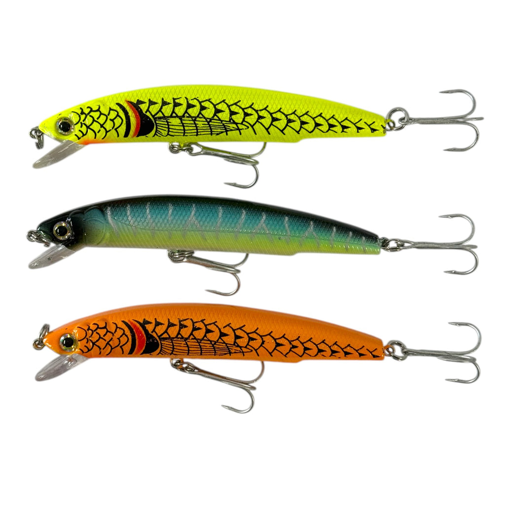 Forceten Assorted Colours Outback Jerk Bait Fishing Lure - 3 Pack