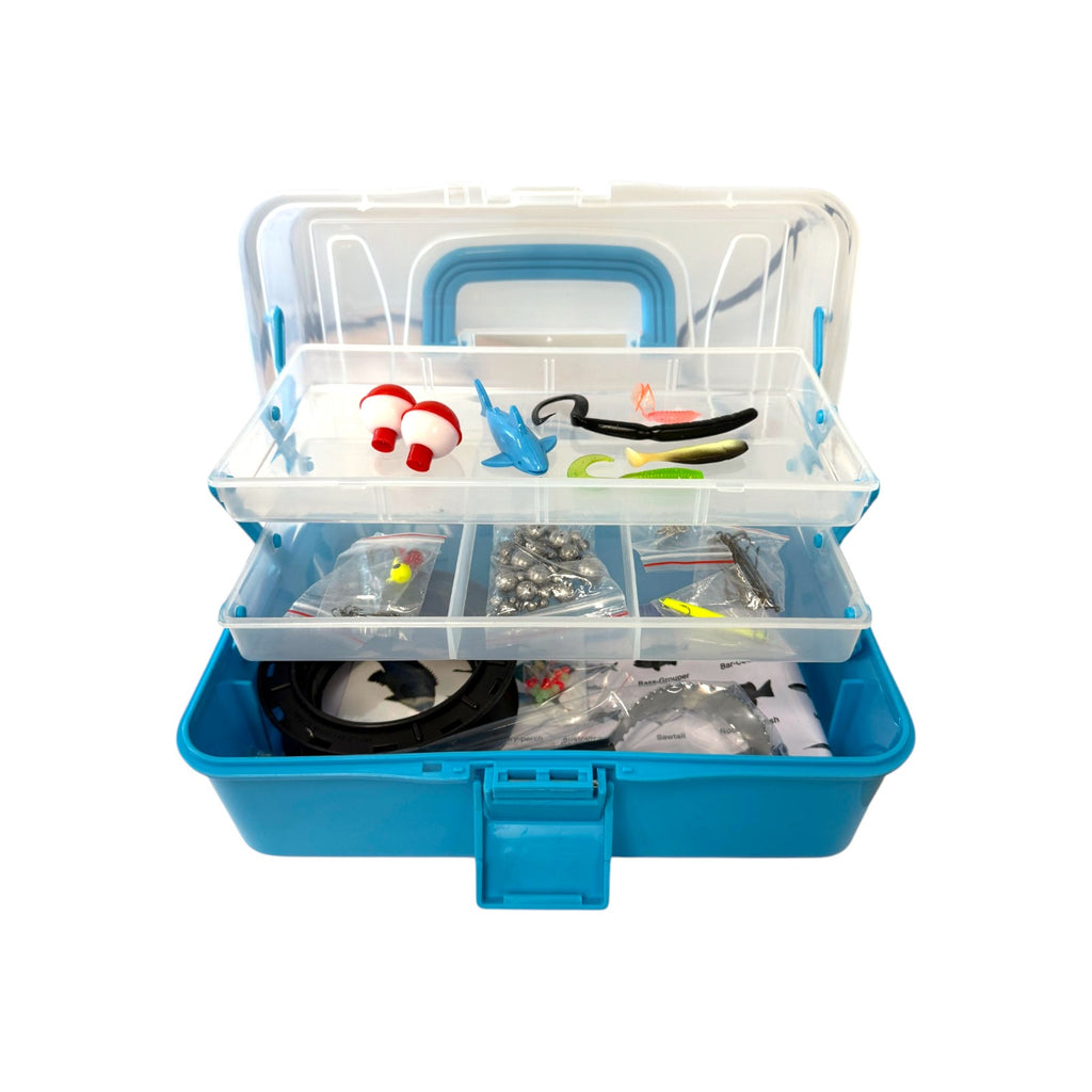 Forceten 130 Piece Kids Fishing Kit - Blue