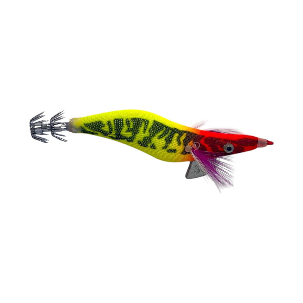 Forceten Inked Squid Jig - Fire Tiger Glow