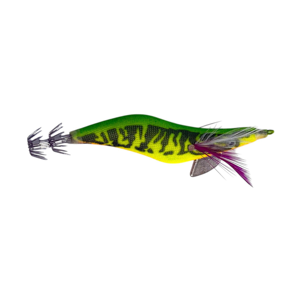 Forceten Inked Squid Jig - Lime Tiger Glow