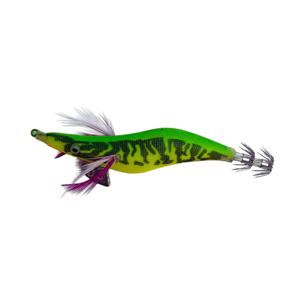 Forceten Inked Squid Jig - Lime Tiger Glow