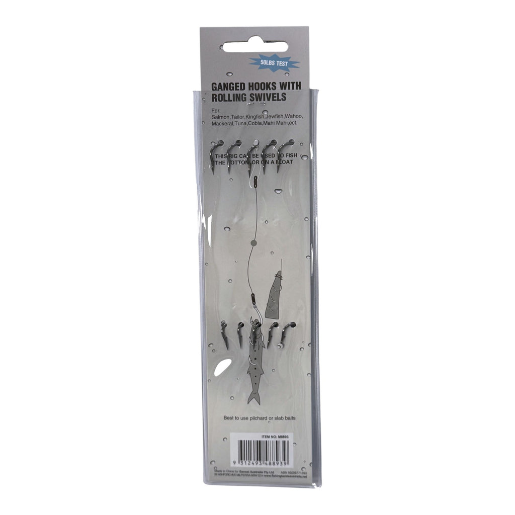 Forceten Size 2/0 Gang Fishing Hooks - 5 Pack