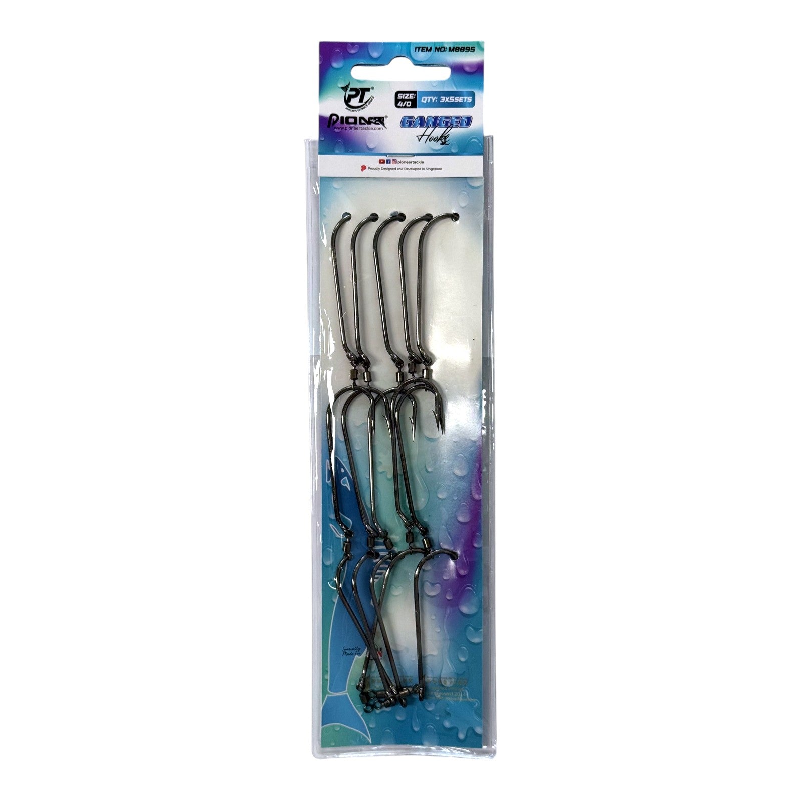 Forceten Size 4/0 Gang Fishing Hooks - 5 Pack