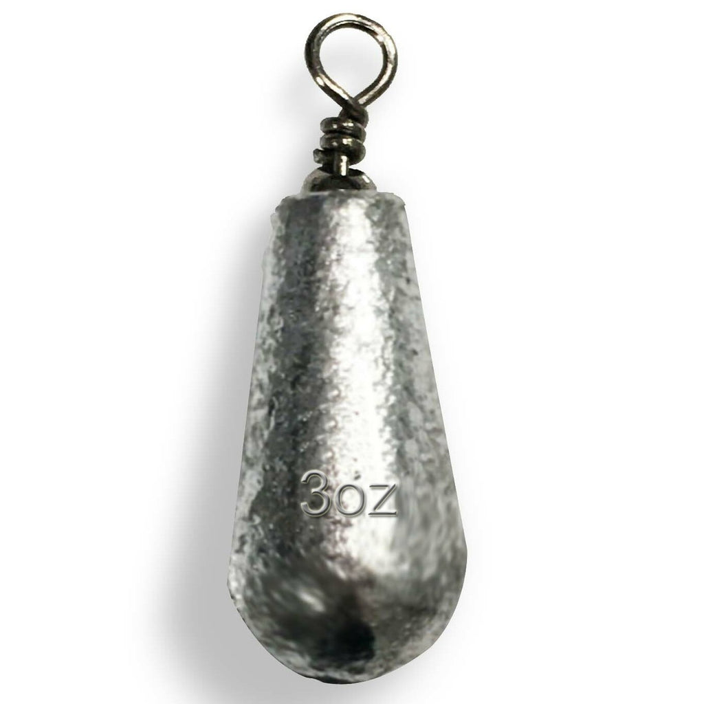 Rivernsea 3oz lead bomb fishing sinker with a smooth CNC finish and attached metal swivel for fishing rigs