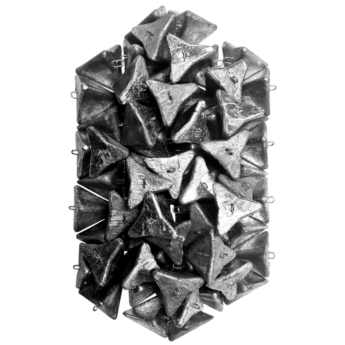 Rivernsea 59-piece pack of 3oz lead star fishing sinkers with smooth finish and stainless steel eyelets.