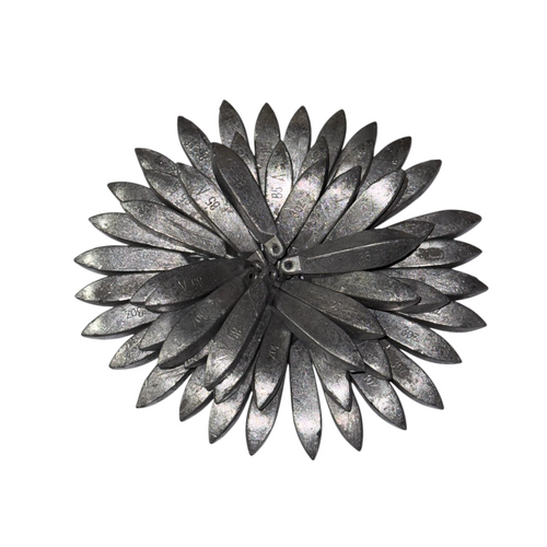 Rivernsea 43 piece set of 4oz lead snapper fishing sinkers with smooth CNC finish and eyelets arranged in a circle