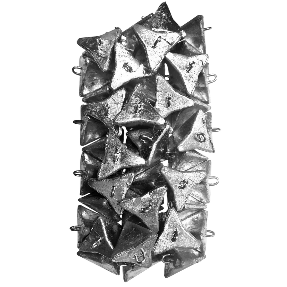 Rivernsea 4oz star fishing sinkers in a 44 piece pack, made from lead with stainless steel eyelets.