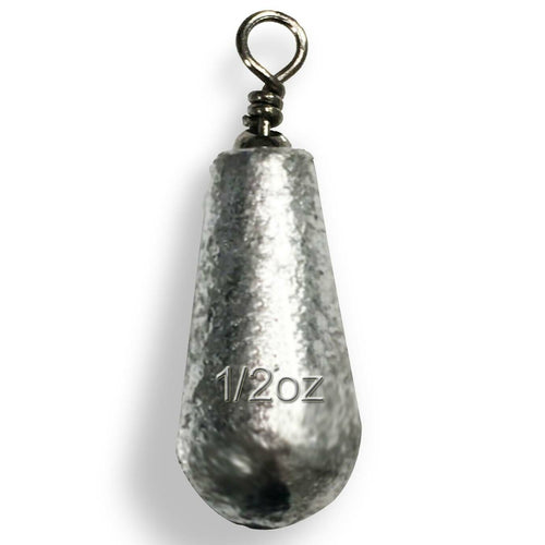 Rivernsea 1/2oz lead bomb fishing sinker with a smooth finish and integrated metal swivel for fishing rigs