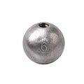 Rivernsea size 6 ball fishing sinker made of smooth lead with a central hole for fishing line