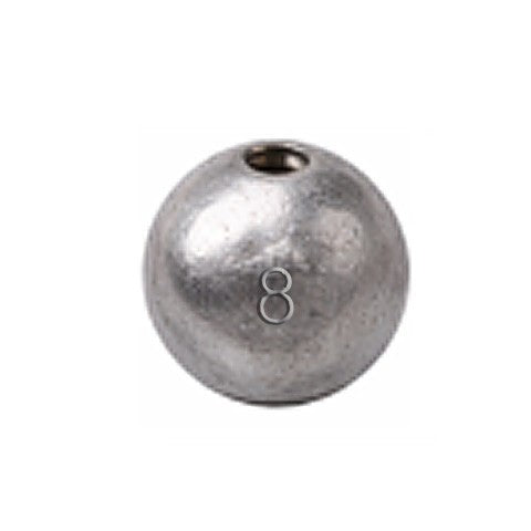 Rivernsea size 8 lead ball fishing sinker with a smooth CNC finish and central line hole